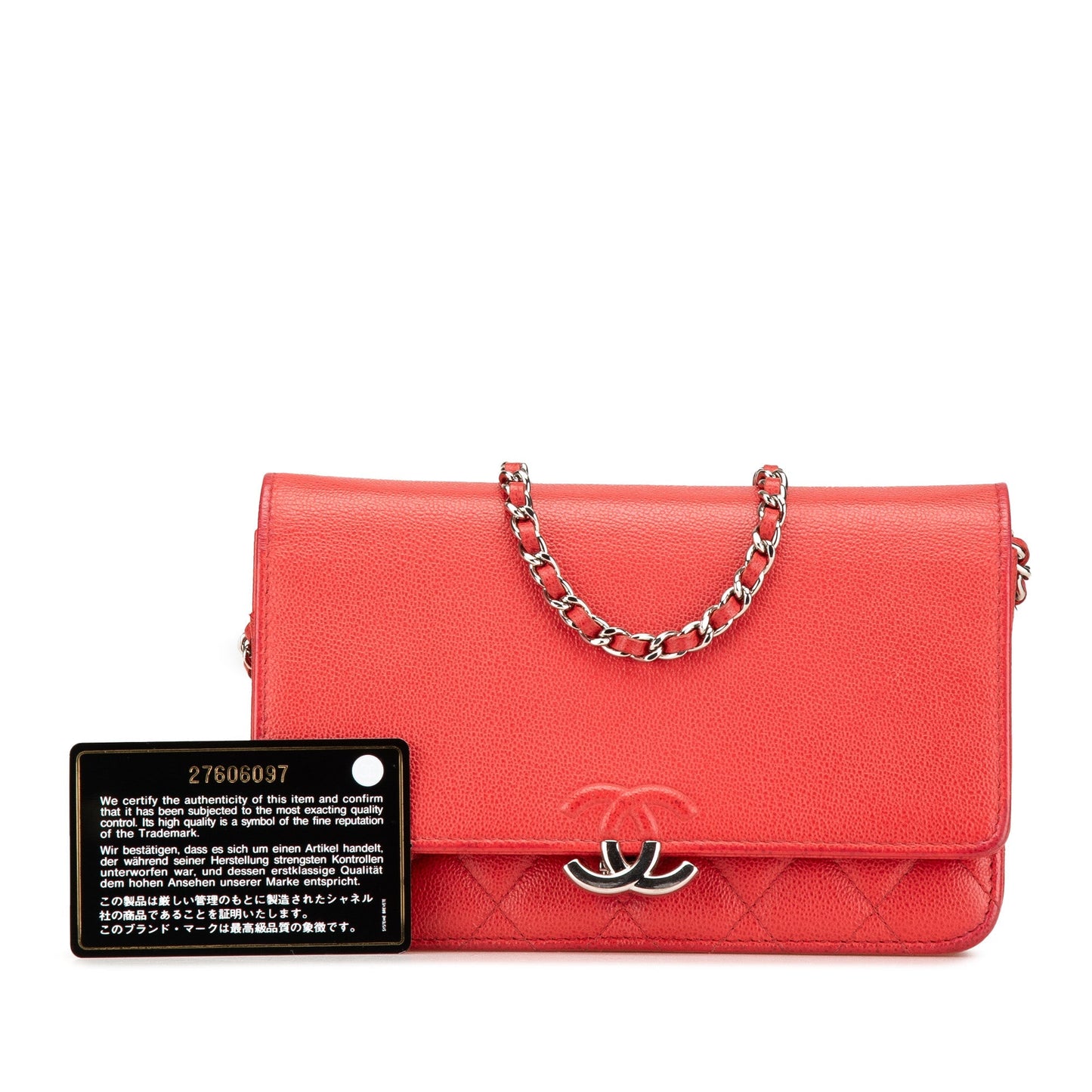 Red Chanel Grained Calfskin CC Box Wallet On Chain Crossbody Bag