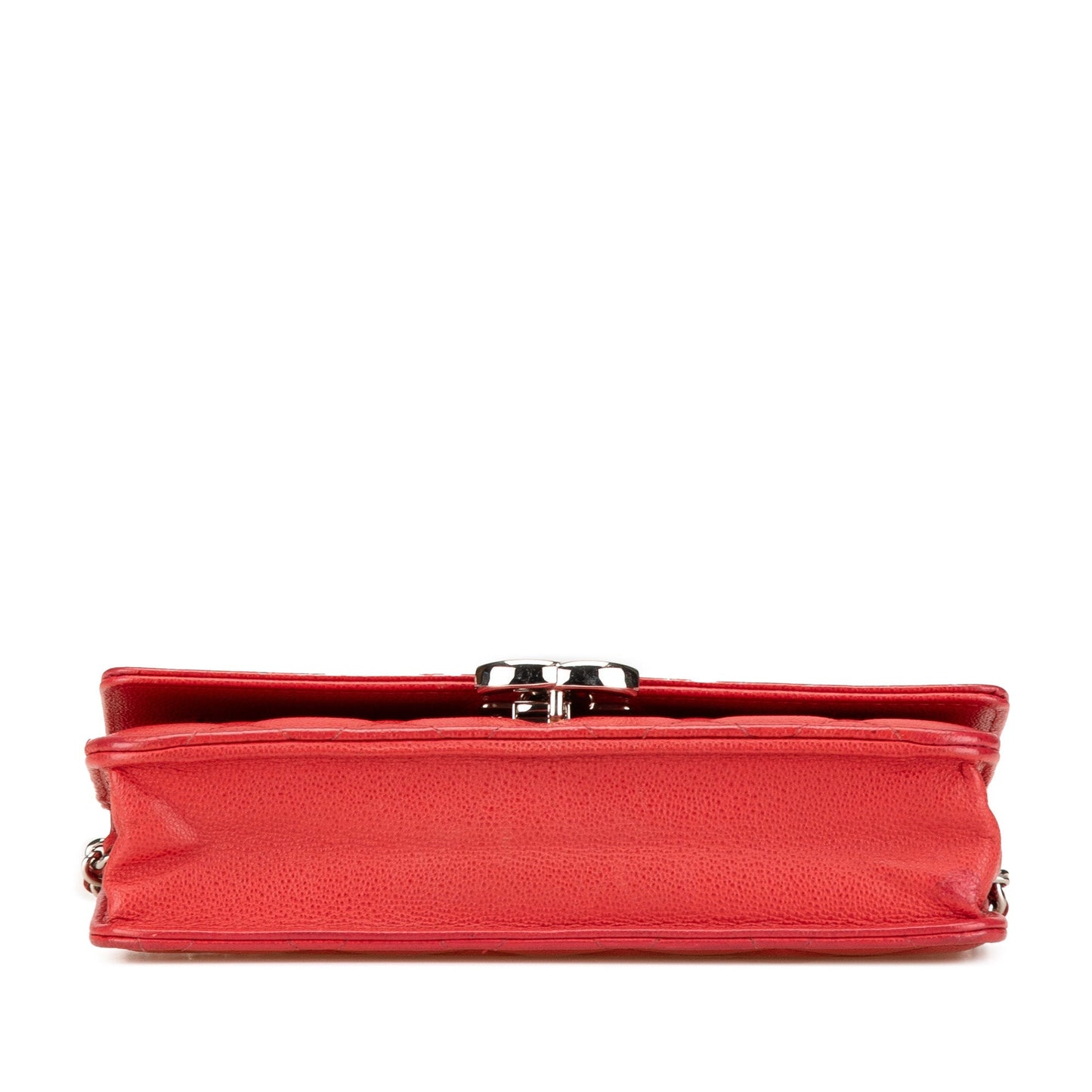 Red Chanel Grained Calfskin CC Box Wallet On Chain Crossbody Bag