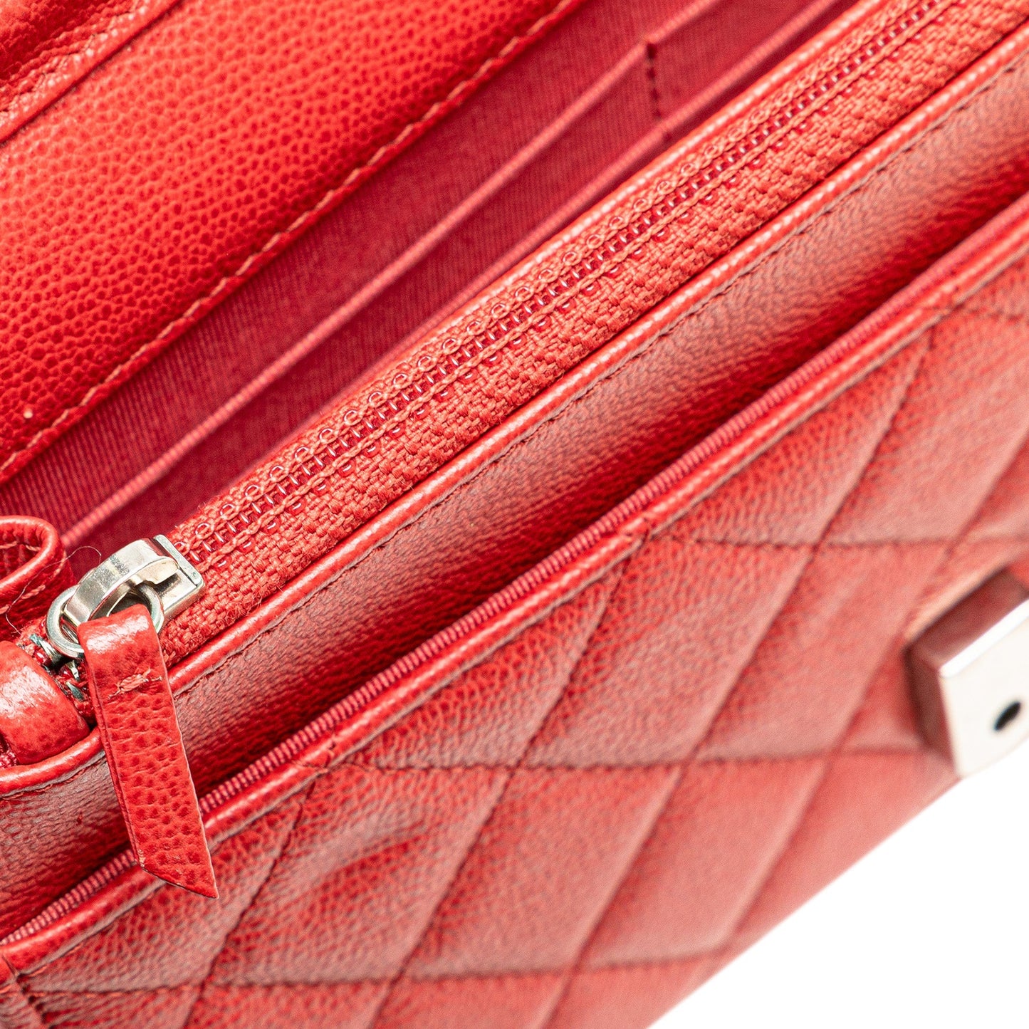 Red Chanel Grained Calfskin CC Box Wallet On Chain Crossbody Bag