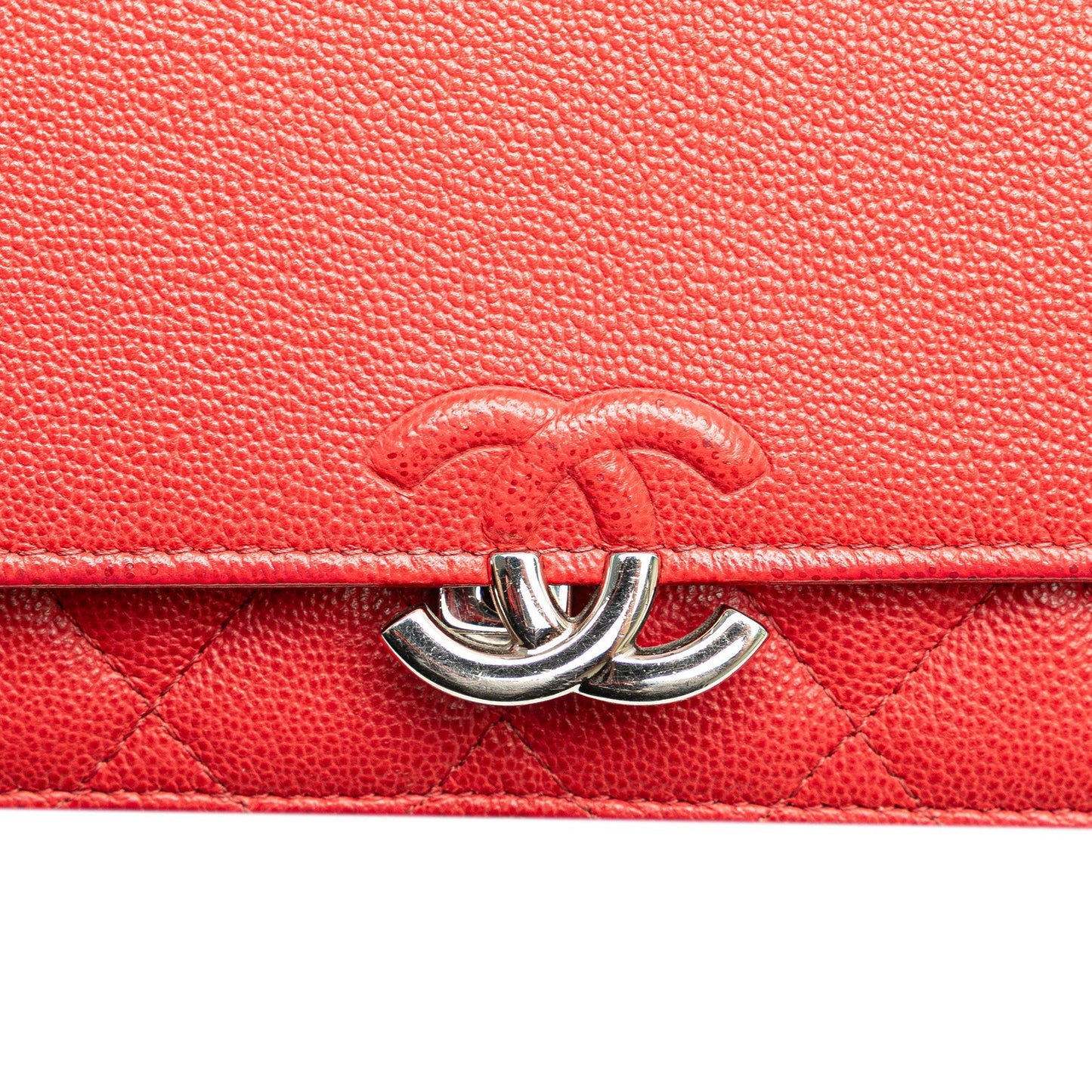 Red Chanel Grained Calfskin CC Box Wallet On Chain Crossbody Bag