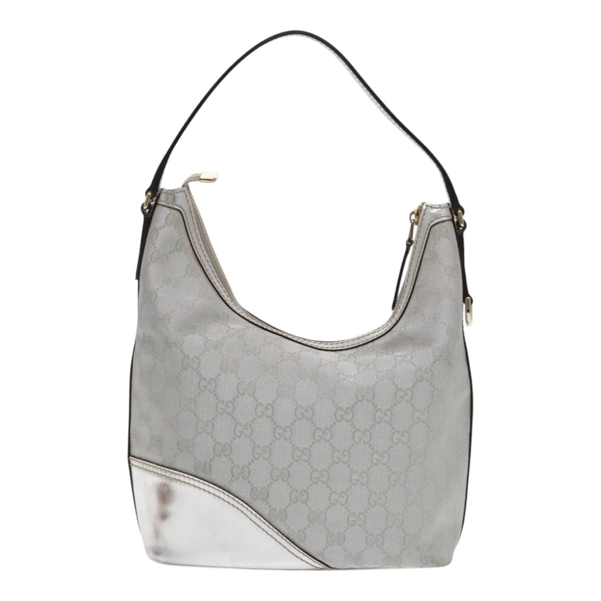 Gucci Hobo Silver Canvas Shoulder Bag