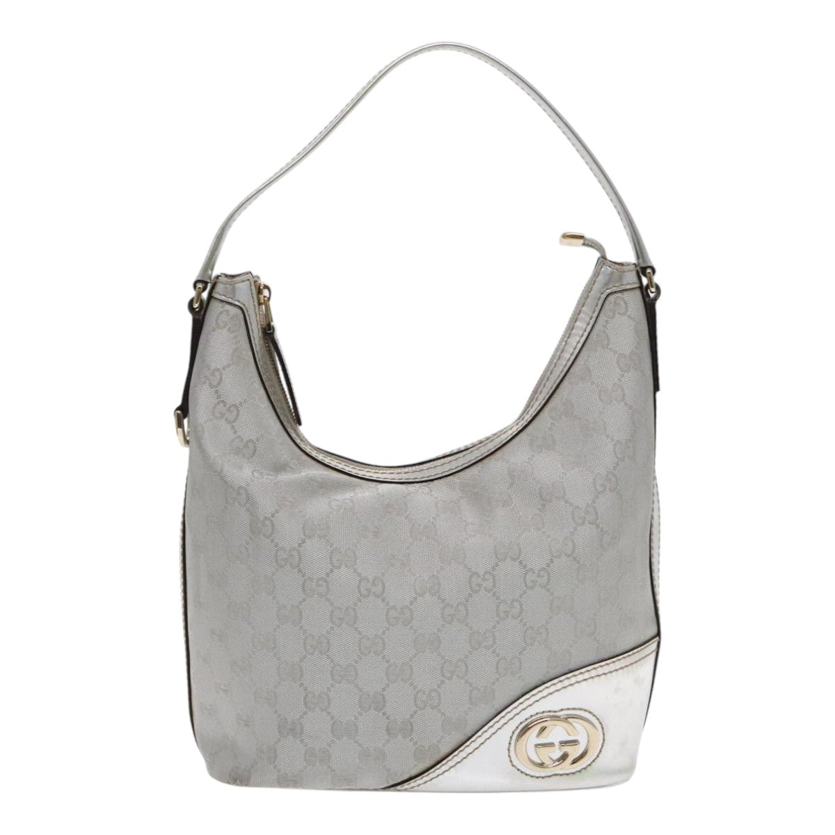 Gucci Hobo Silver Canvas Shoulder Bag ()