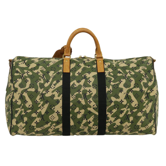 Louis Vuitton Green Canvas Keepall Bandouliere 55 travel bag