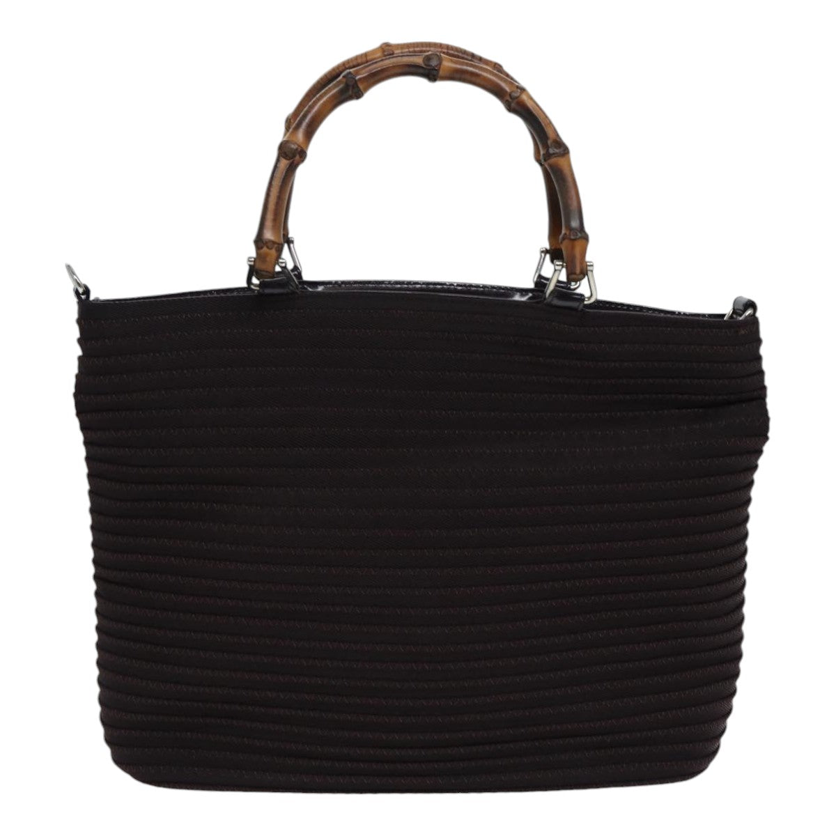 Gucci Bamboo Black Canvas Shoulder Bag