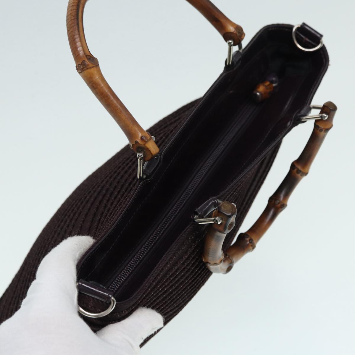 Gucci Bamboo Black Canvas Shoulder Bag