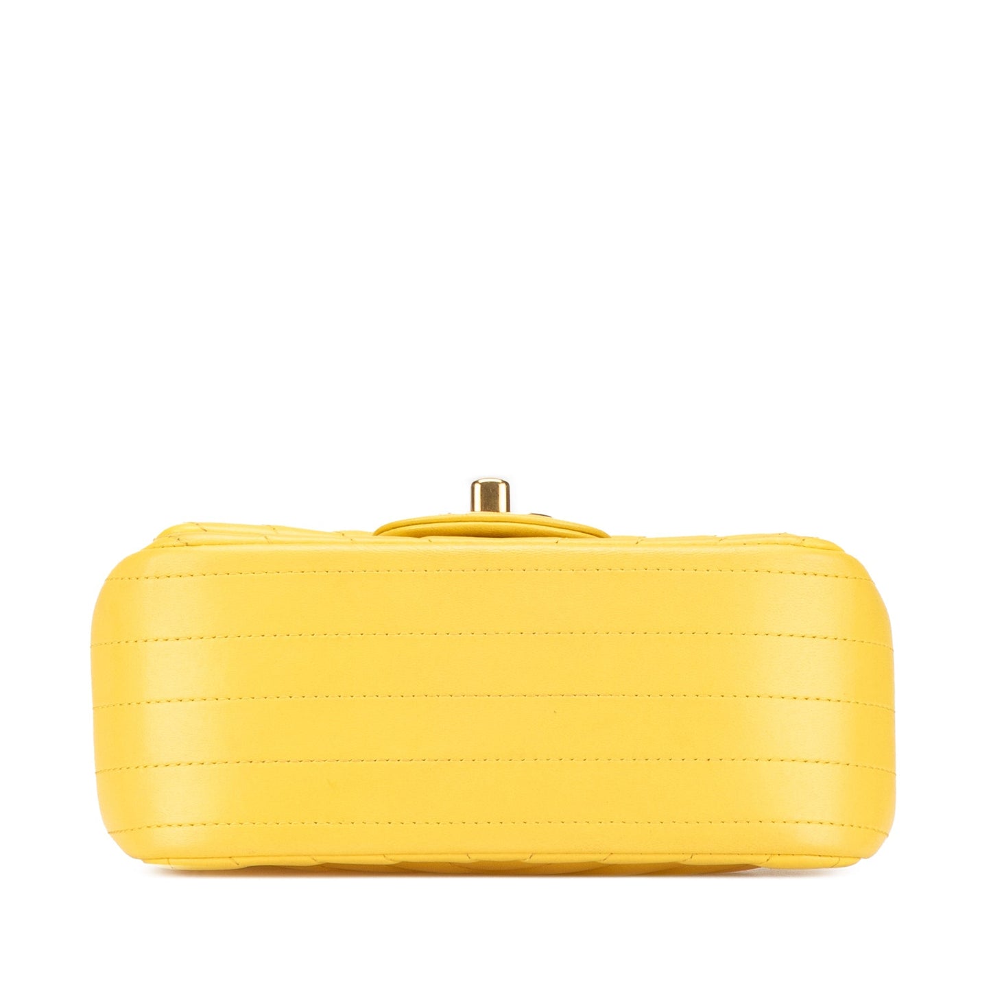 Yellow Chanel Mini Square Classic Chevron Lambskin Single Flap Crossbody Bag