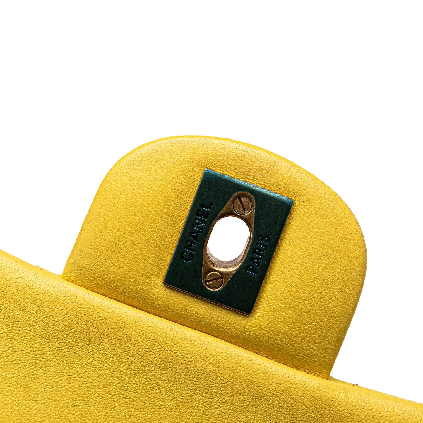 Yellow Chanel Mini Square Classic Chevron Lambskin Single Flap Crossbody Bag