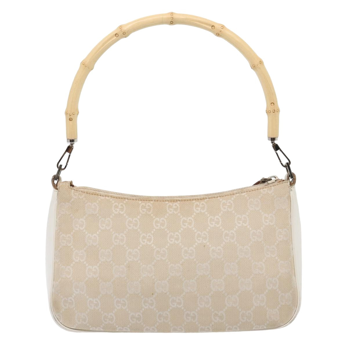 Gucci Bamboo Beige Canvas Handbag