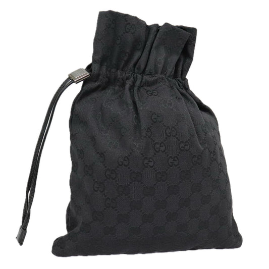 Gucci Drawstring Black Canvas Clutch Bag ()