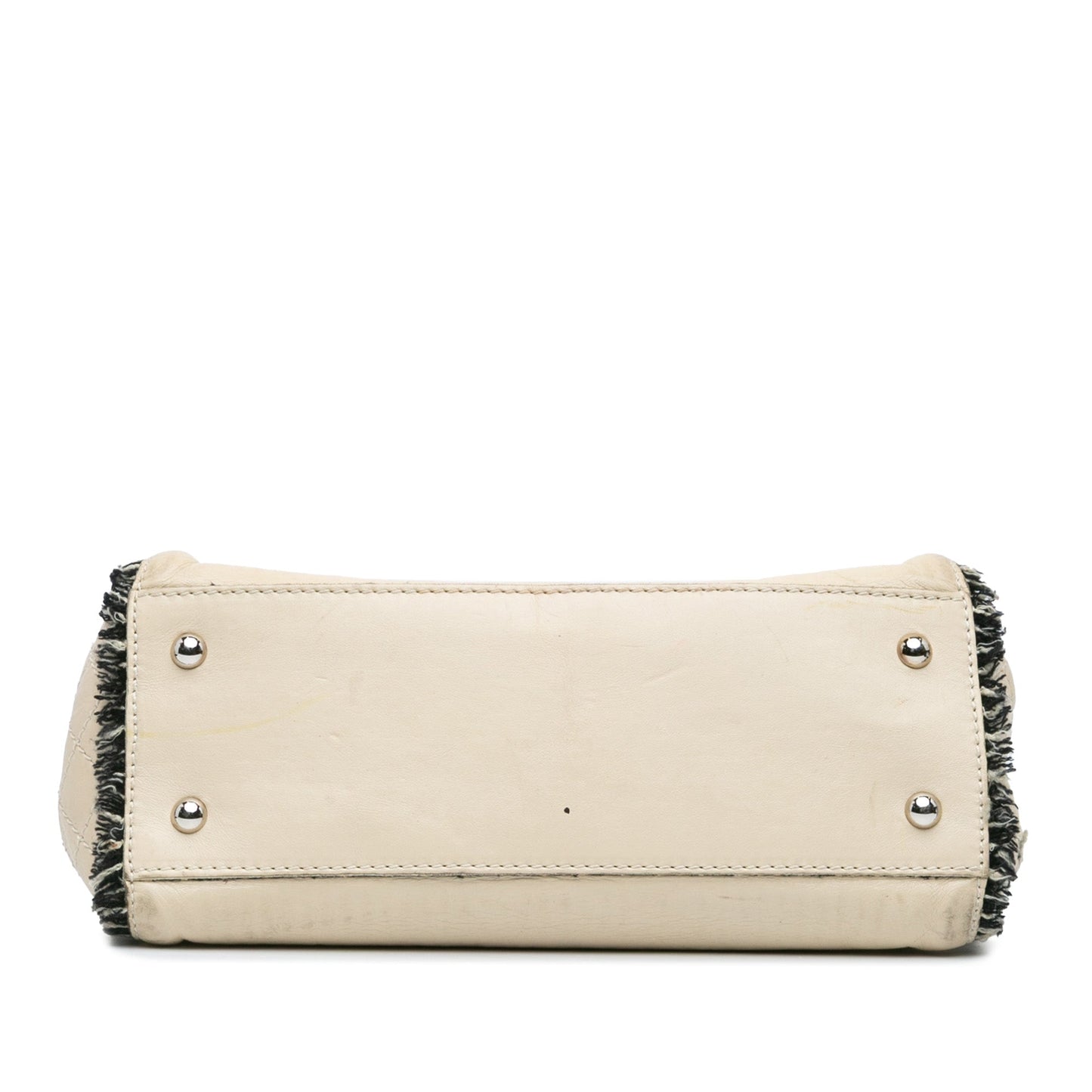 Beige Chanel Lambskin Tweedy Flap Shoulder Bag