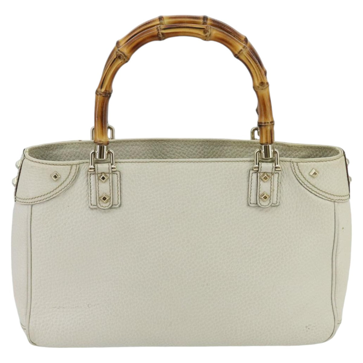 Gucci Bamboo White Leather Handbag