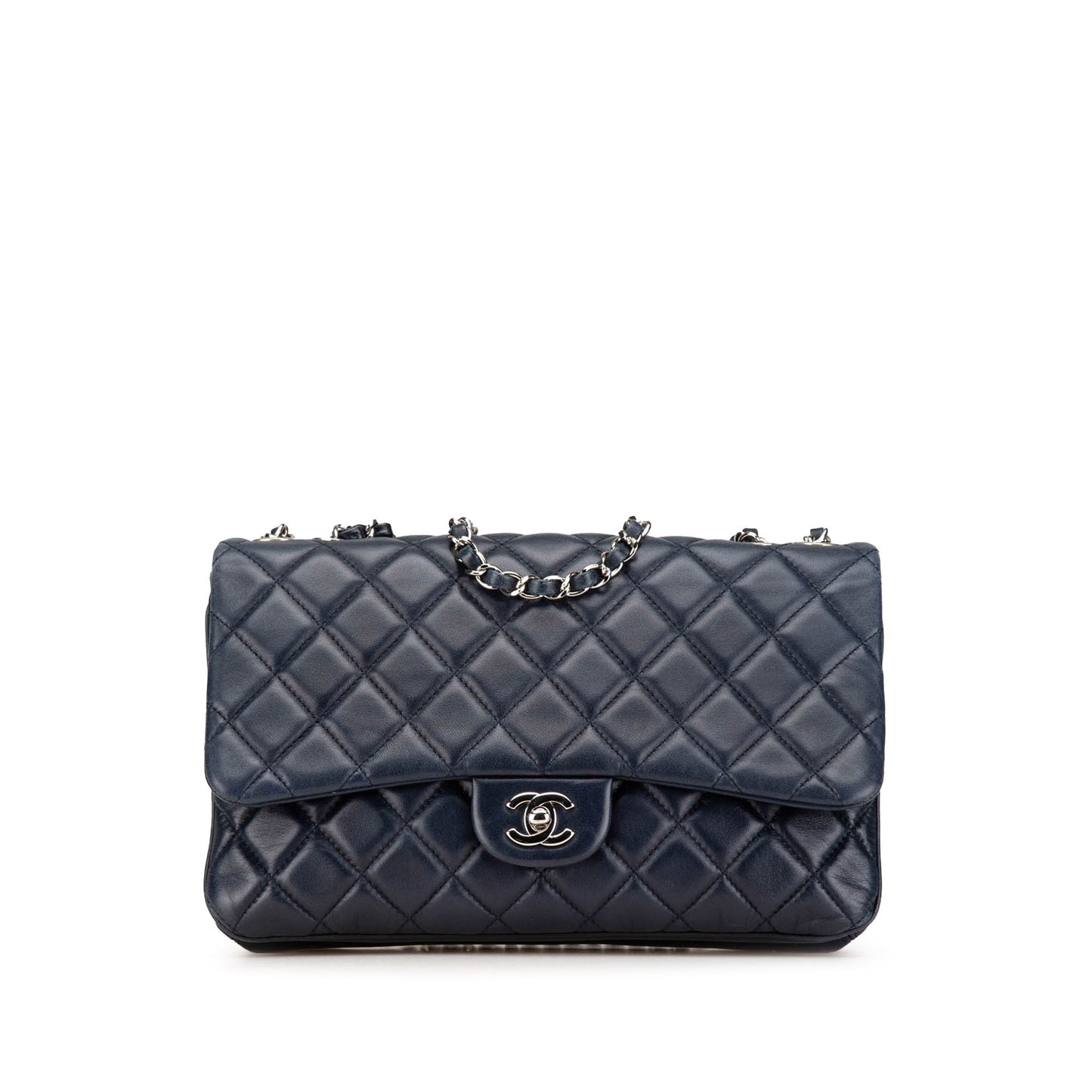 Blue Chanel Jumbo Classic Lambskin 3 Compartment Flap Shoulder Bag