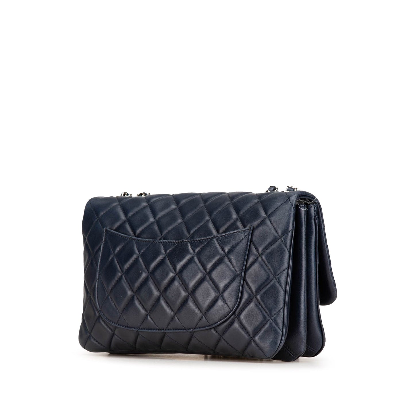 Blue Chanel Jumbo Classic Lambskin 3 Compartment Flap Shoulder Bag