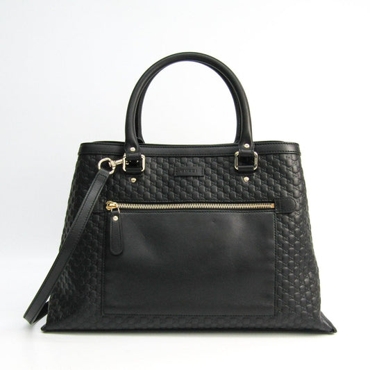 G*G Black Micro GG Leather Convertible Tote (SHA-47244)