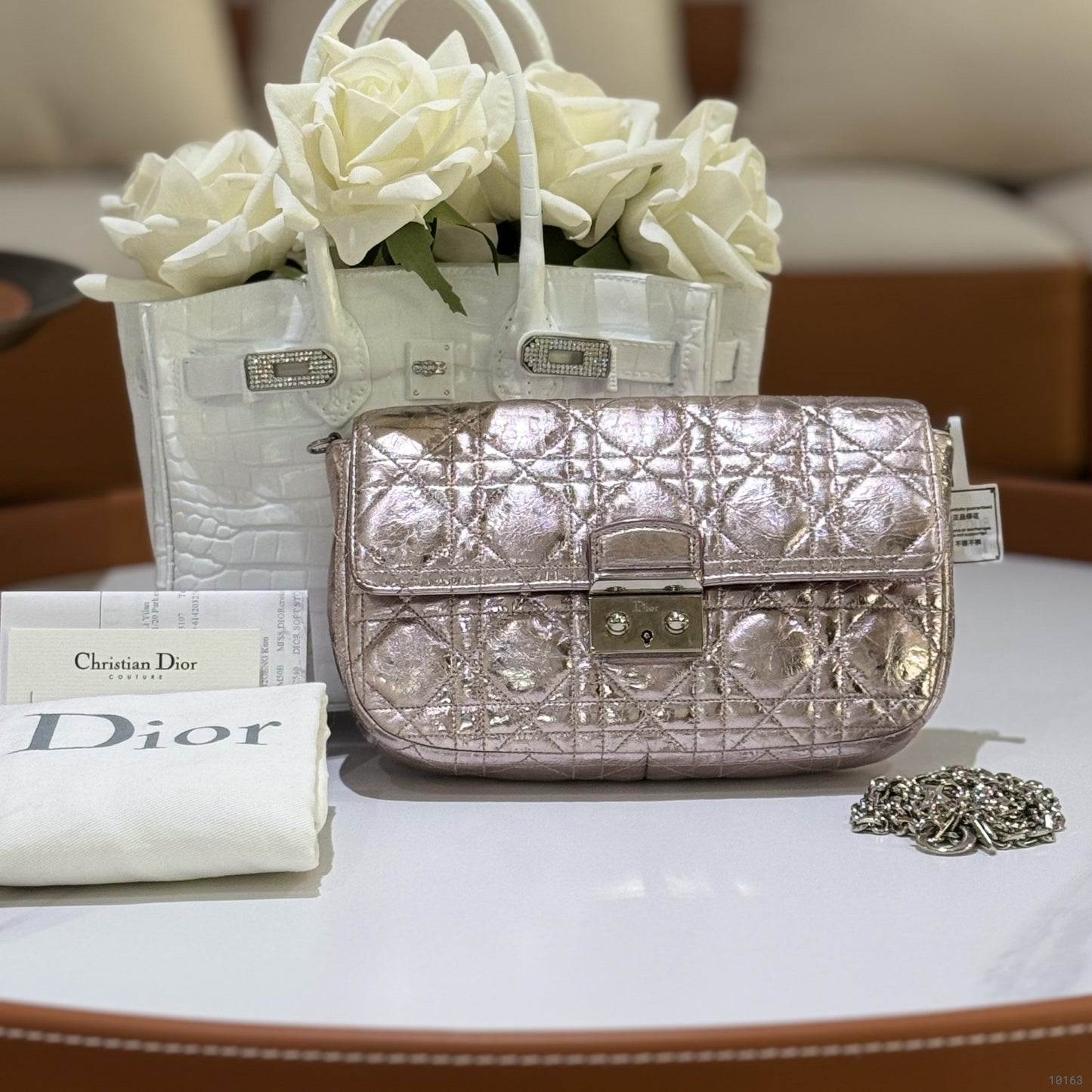 MISS DIOR PEARLESCENT PINK-PURPLE CHAIN BAG