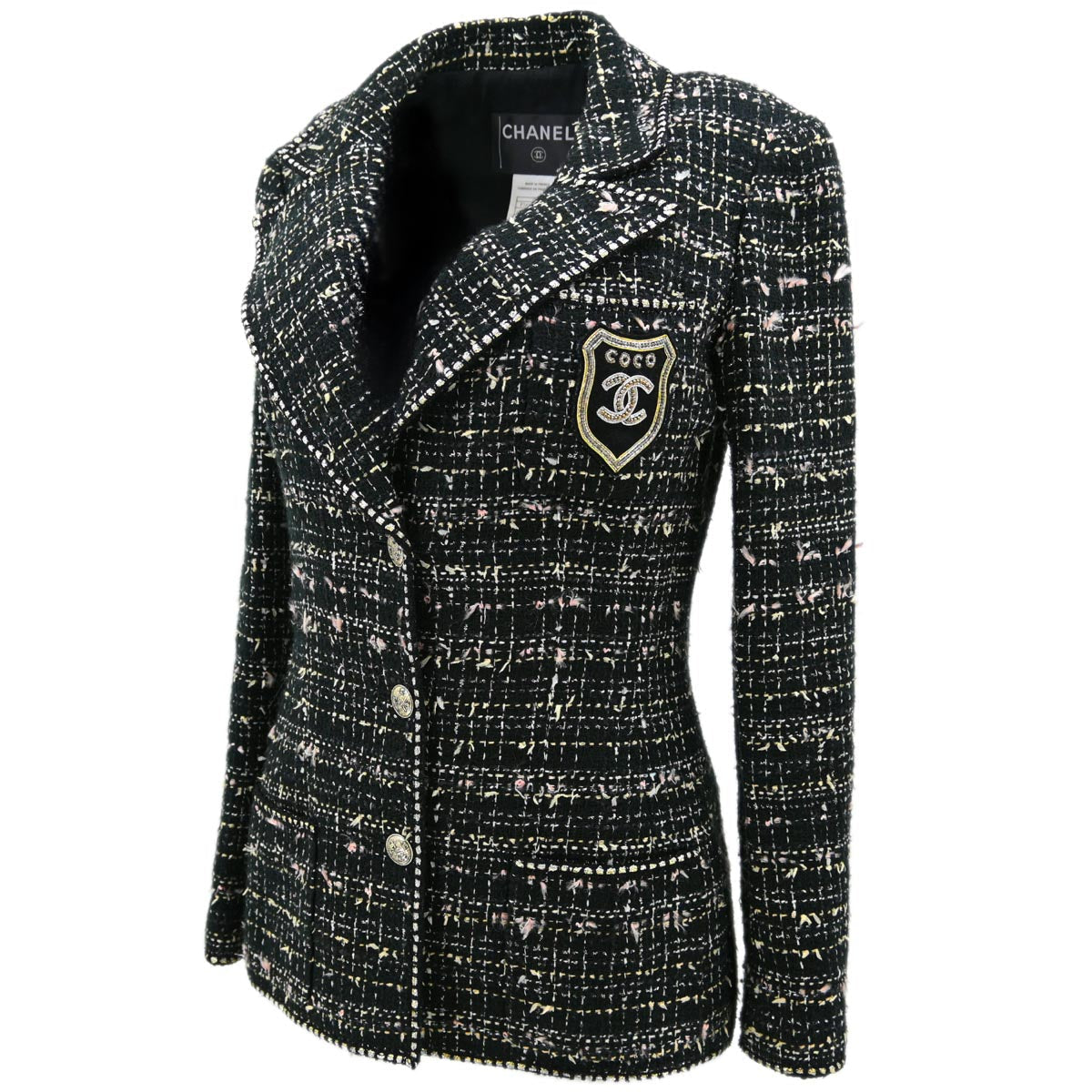 Chanel 2005 Emblem Single Breasted Jacket Black #38