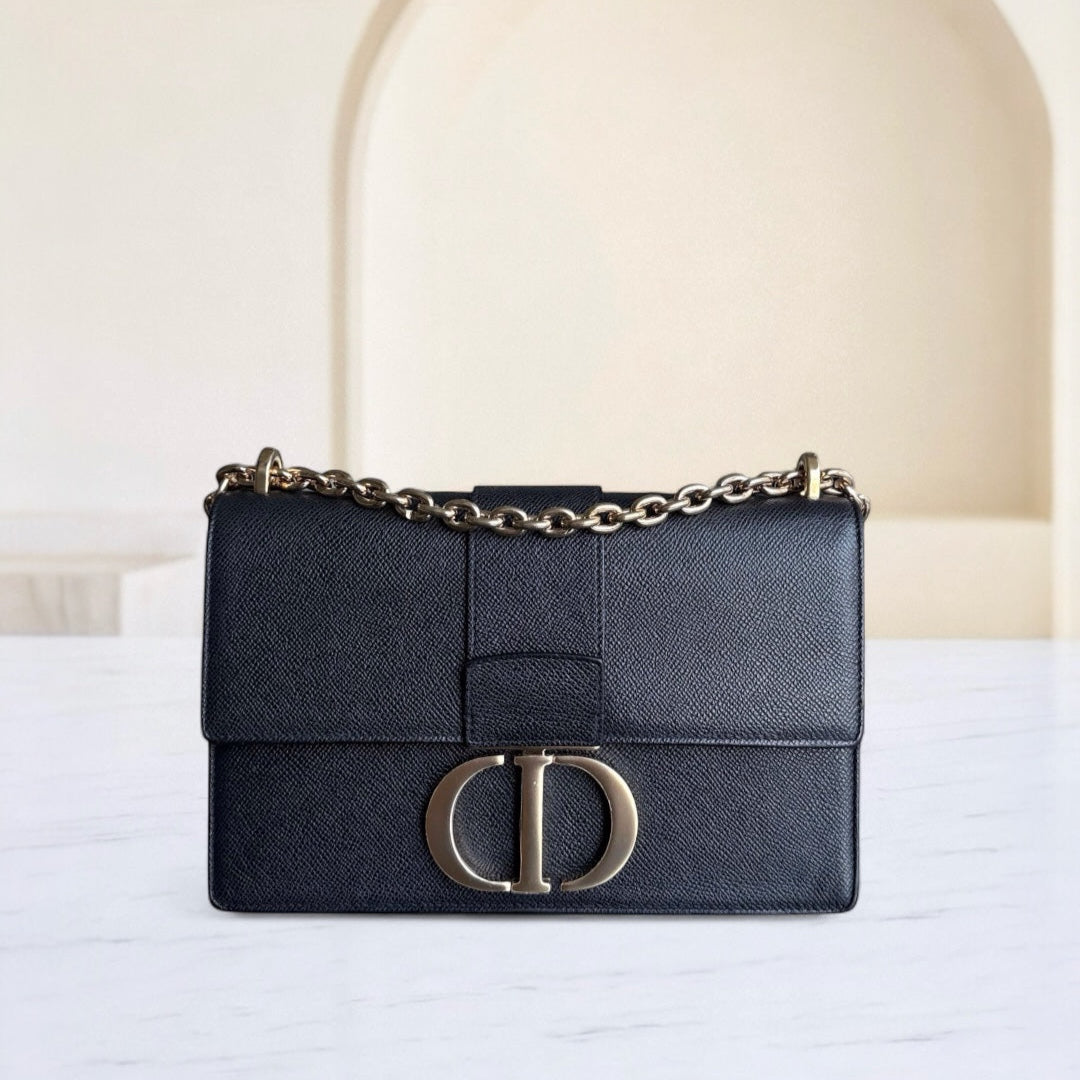 Dior Montaigne 30 Chain - Grained Calfskin Black Gold Hardware