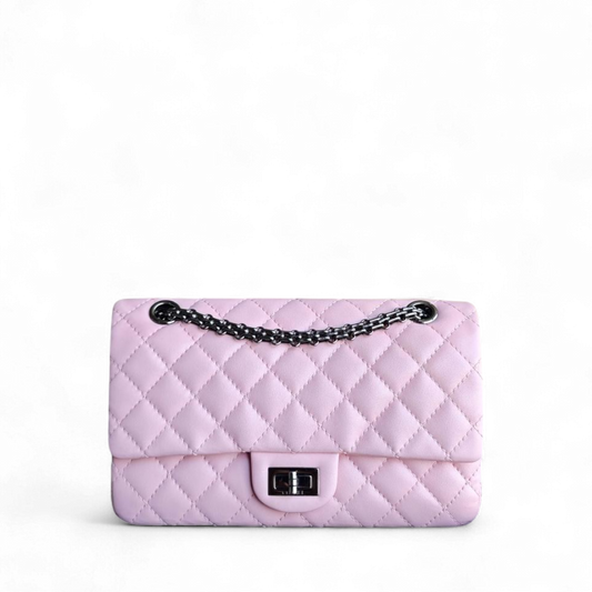 Chanel 2.55 Reissue 225 - 24CM Quilted Lambskin Sakura Light Pink Black Hardware Series 13