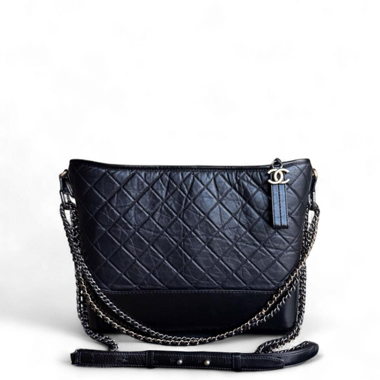 Chanel Gabrielle Large - Quilted Aged Calfskin Black Two-tone Gold Hardware Series 24