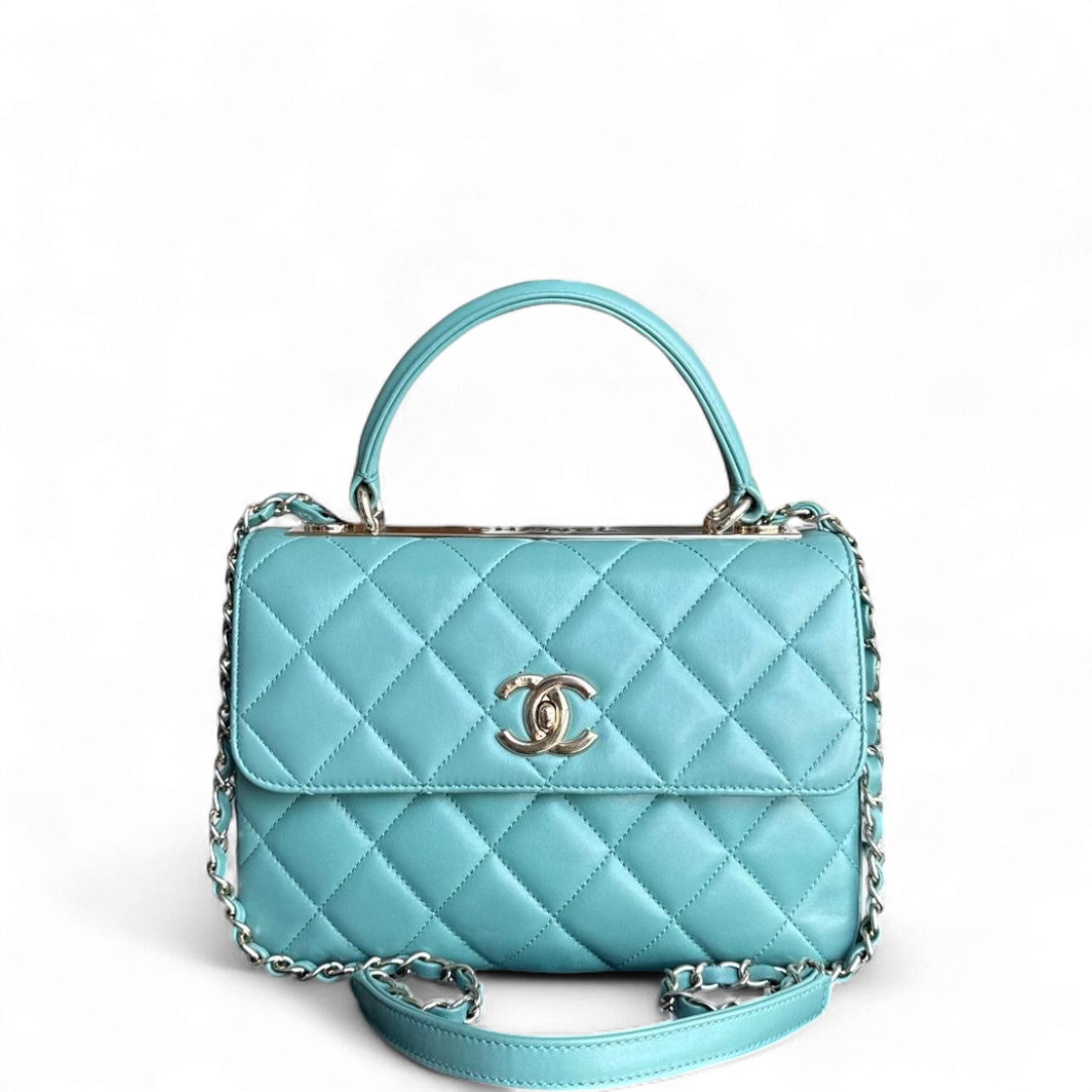 Chanel Trendy CC Small - Quilted Lambskin Green Blue Gold Hardware