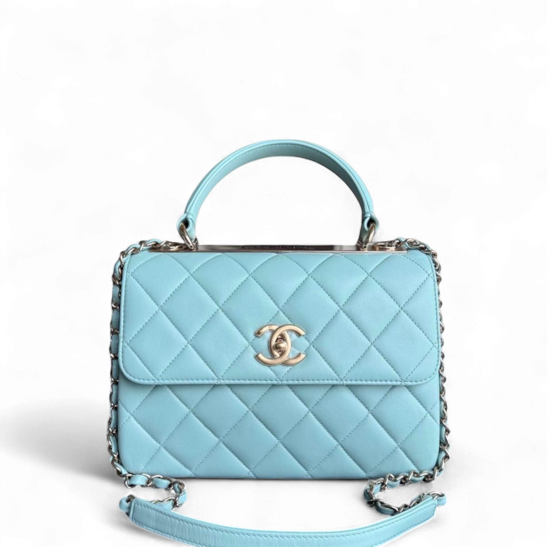 Chanel Trendy CC Small - Quilted Lambskin Light Blue Gold Hardware