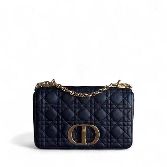 Dior Caro Medium - Cannage Grained Calfskin Black Gold Hardware