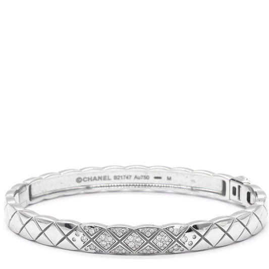 Chanel Coco Crush 18K White Gold Diamond Band Bangle