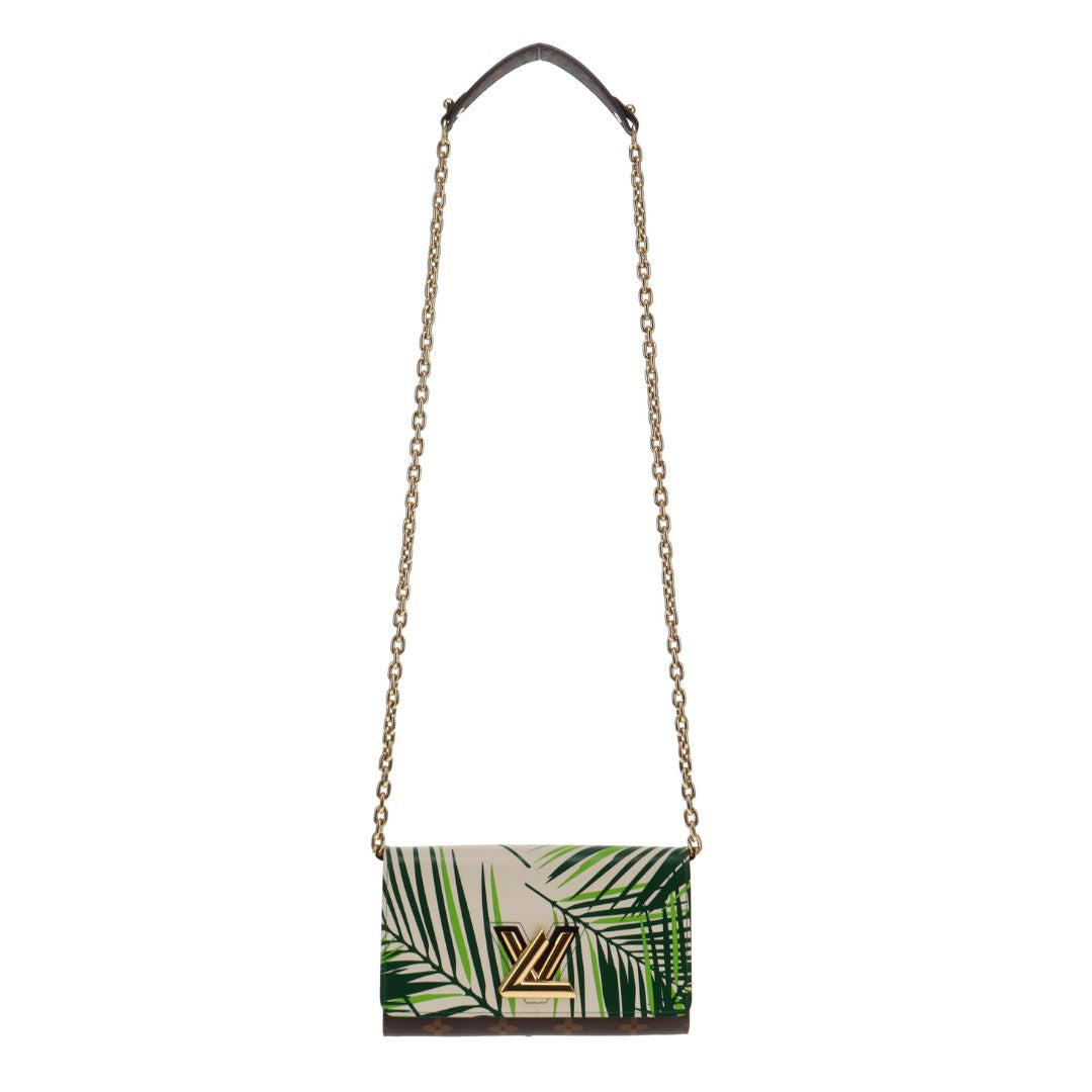 Louis Vuitton Twist Chain Wallet Limited Edition Palm Print Leather with Monogram Canvas