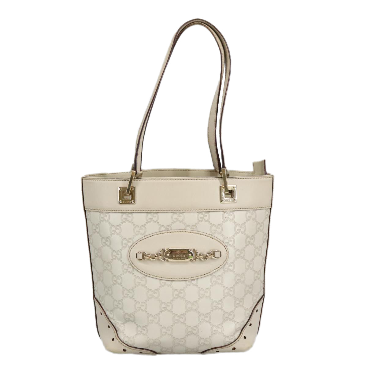 Gucci Guccissima White Leather Shoulder Bag ()