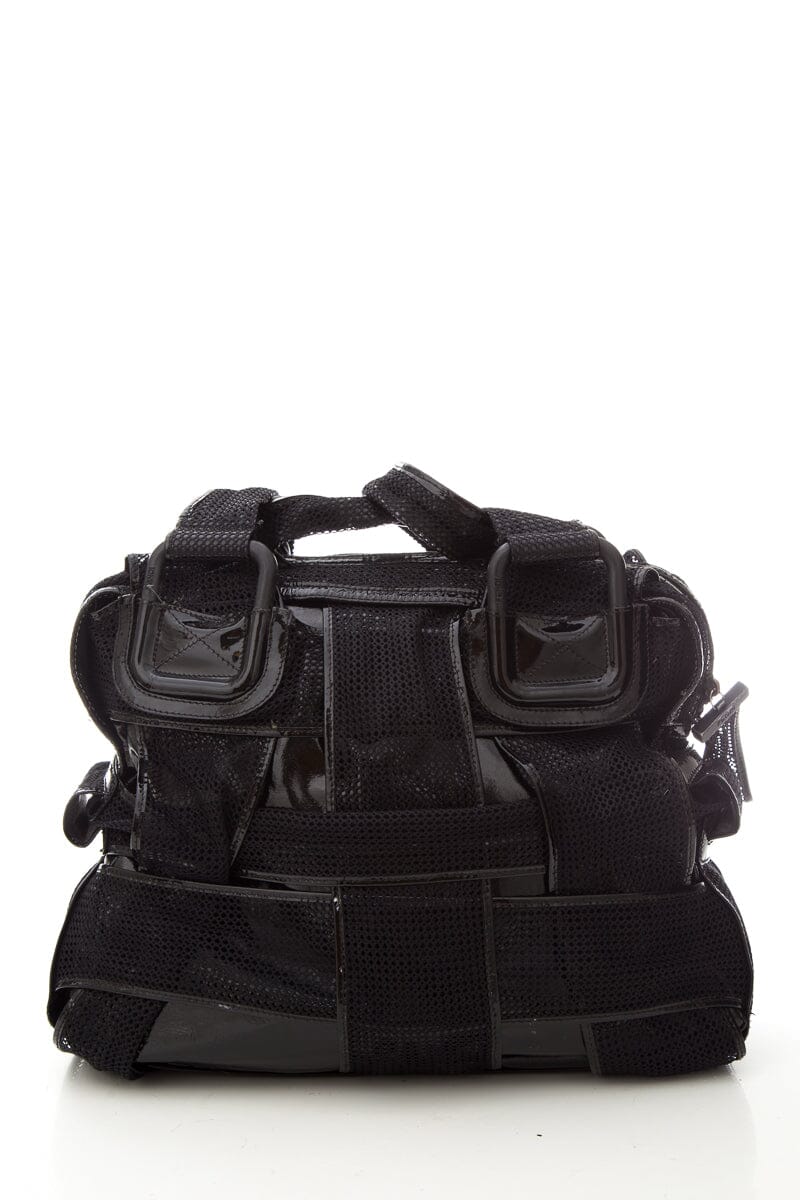 Fendi CROSSWORDS Black Woven Mesh Tote