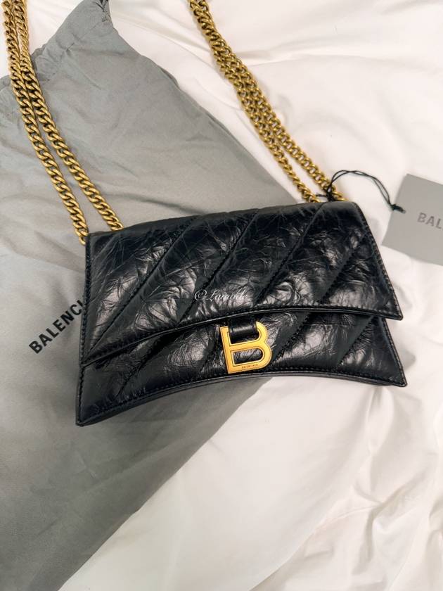 Luxury Balenciaga  Crush XS Chain Quilted Shoulder Bag Black