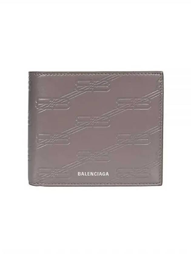 Luxury Balenciaga  BB Monogram Box Half Wallet Grey