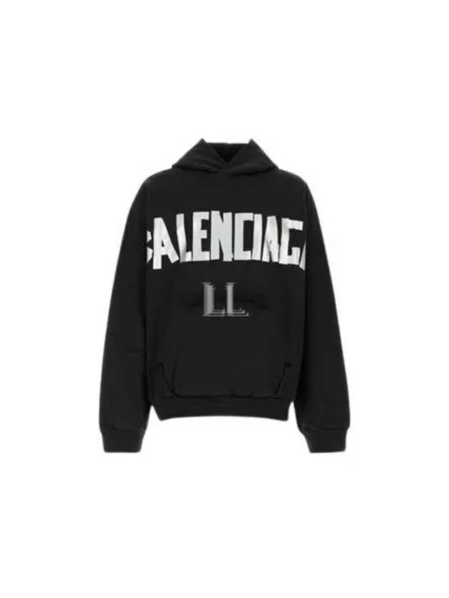 Luxury Balenciaga  Logo Tape Cotton Hoodie Black
