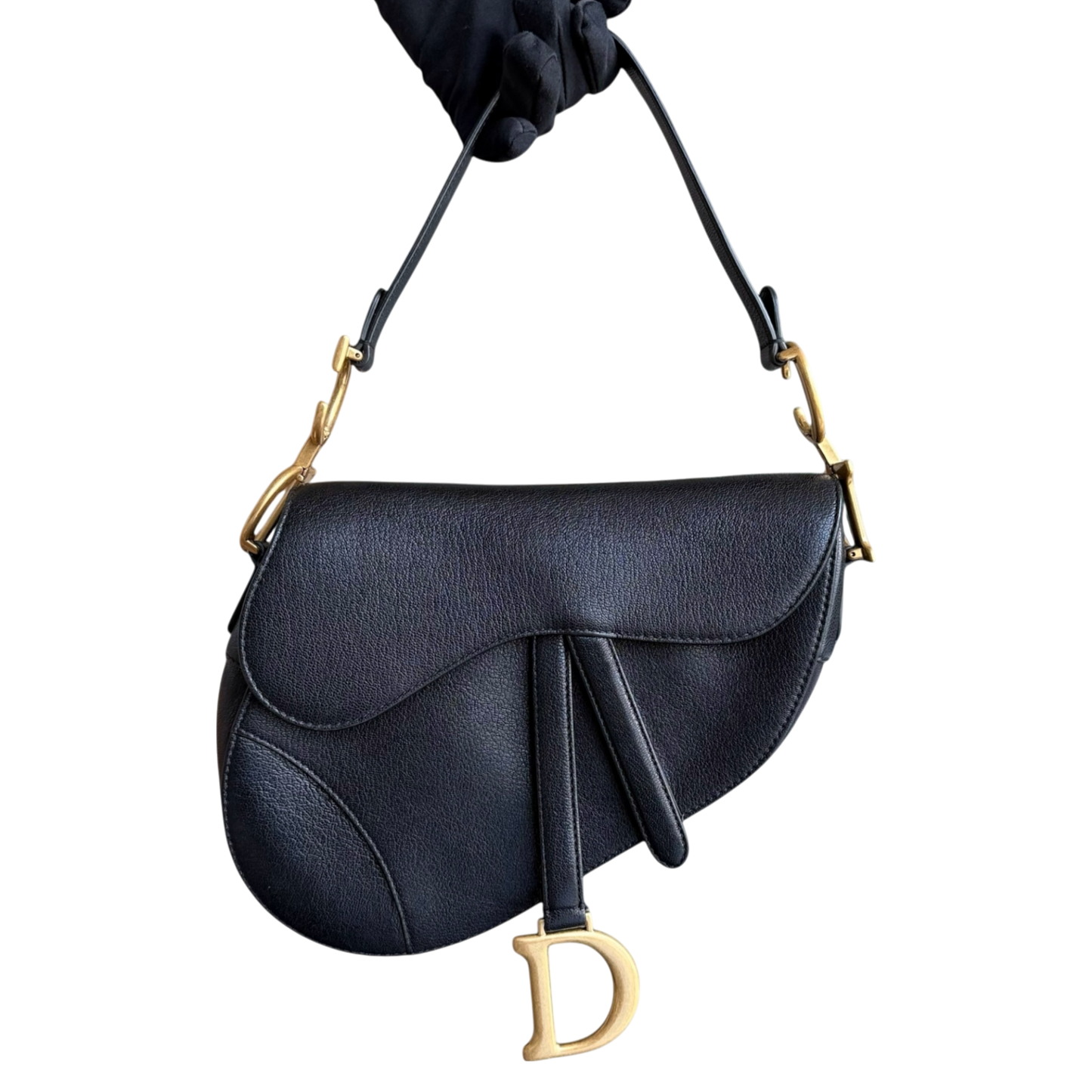 Dior Saddle Medium - 25CM Calfskin Black Gold Hardware