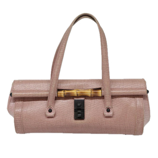 Gucci Bamboo Pink Leather Handbag ()