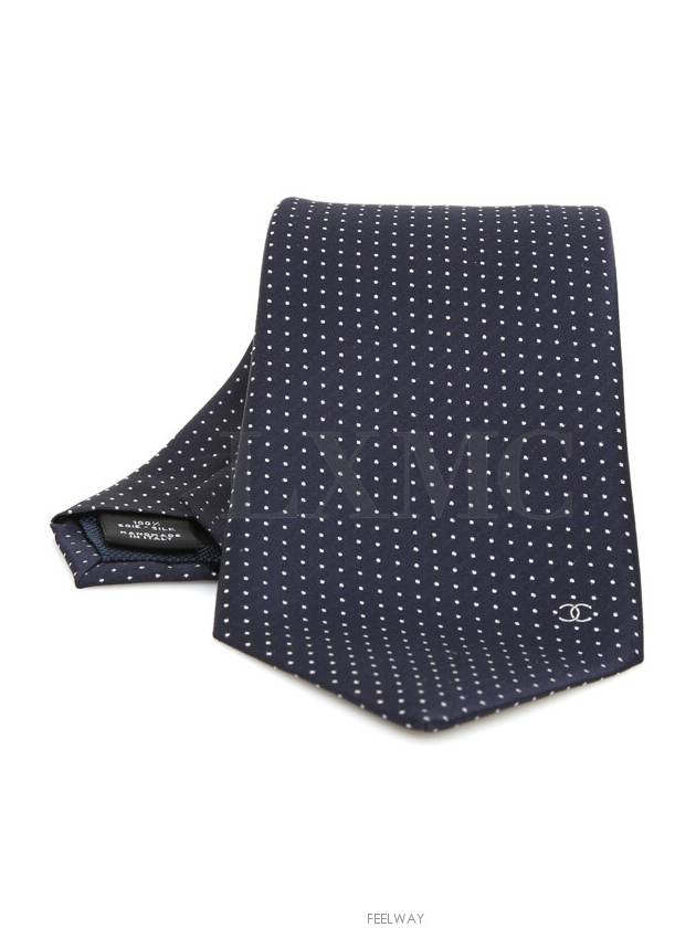 Tie gift men s CC silk navy polka dots Chanel