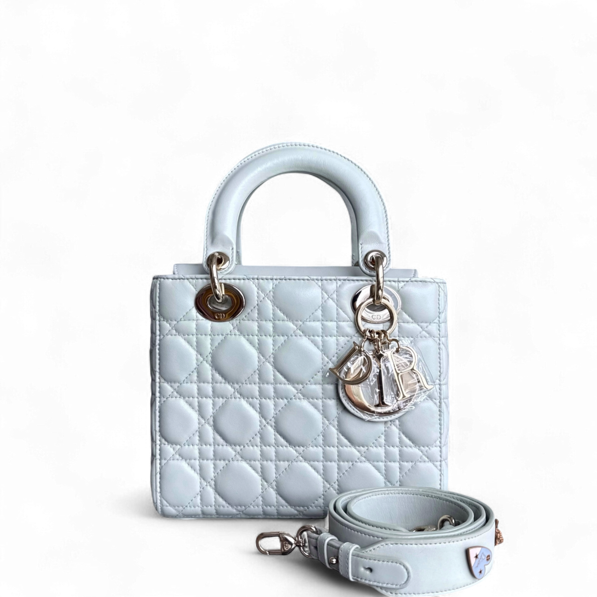 Dior Lady Small - Cannage Lambskin Light Mint Green Gold Hardware