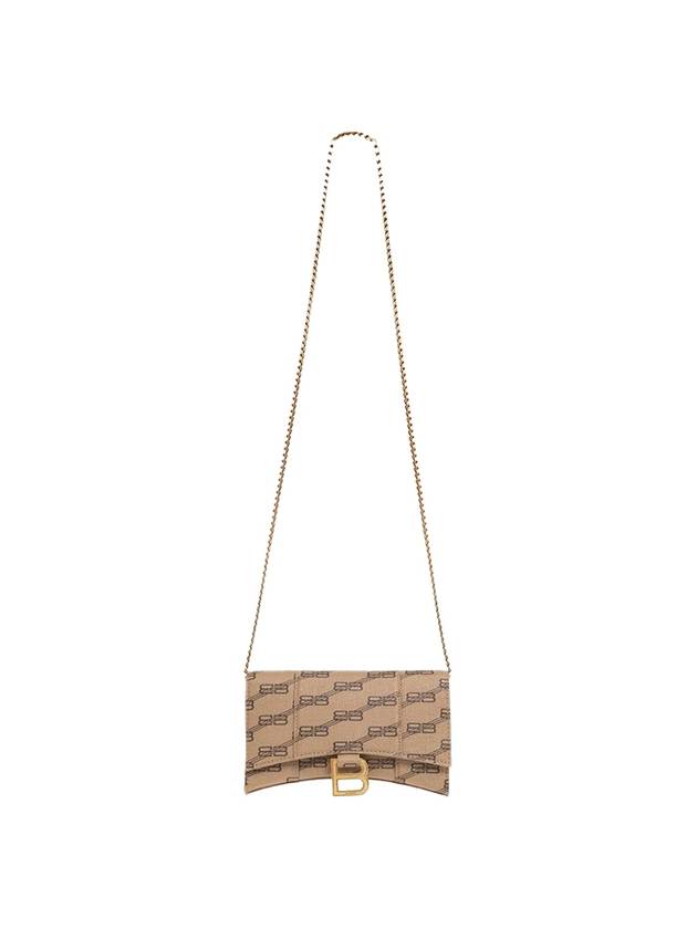Luxury Balenciaga  Hourglass BB Monogram Chain Long Wallet Brown