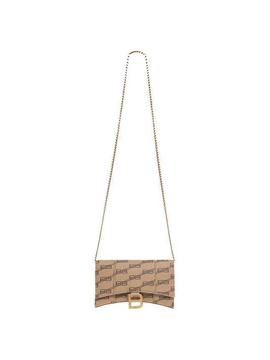 Luxury Balenciaga  Hourglass BB Monogram Chain Long Wallet Brown