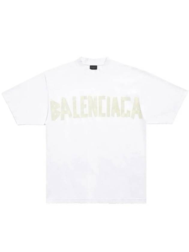 Luxury Balenciaga  Tape Type Logo Medium Fit Short Sleeve T-Shirt White