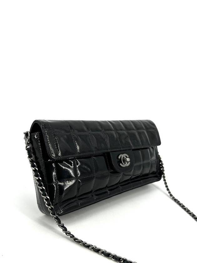 Patent chocolate bar shoulder bag Chanel