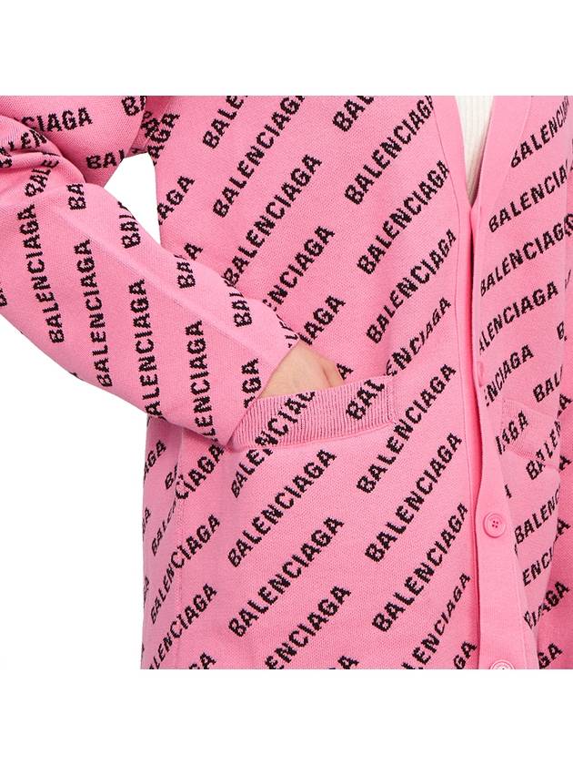 Luxury Balenciaga  All-Over Logo Cardigan Pink
