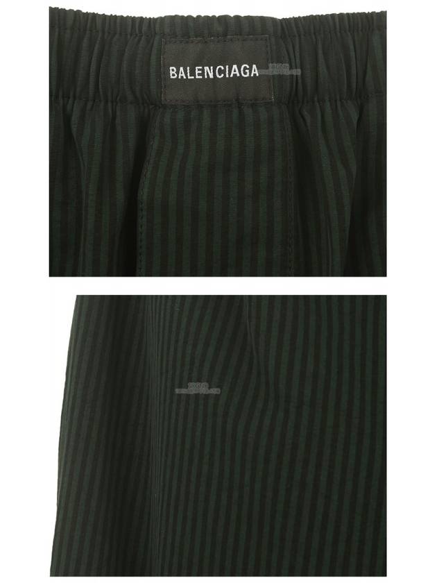 Luxury Balenciaga  Striped Cotton Straight Pants Cypress Green