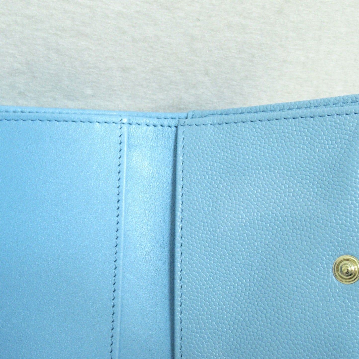 Chanel Three Fold Wallet Three Folded Wallet Caviar S (Green )  Blue