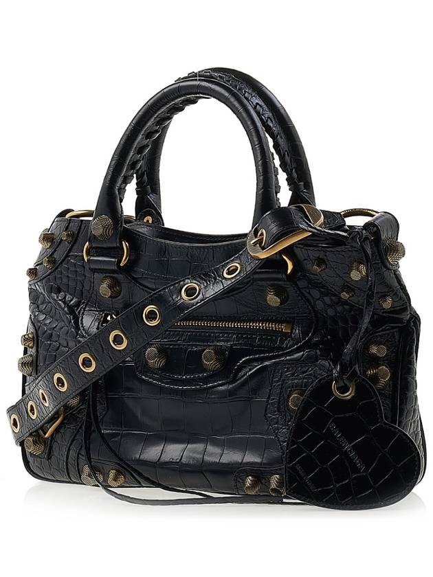 Luxury Balenciaga  Neo Cagole Medium Leather Tote Bag Black