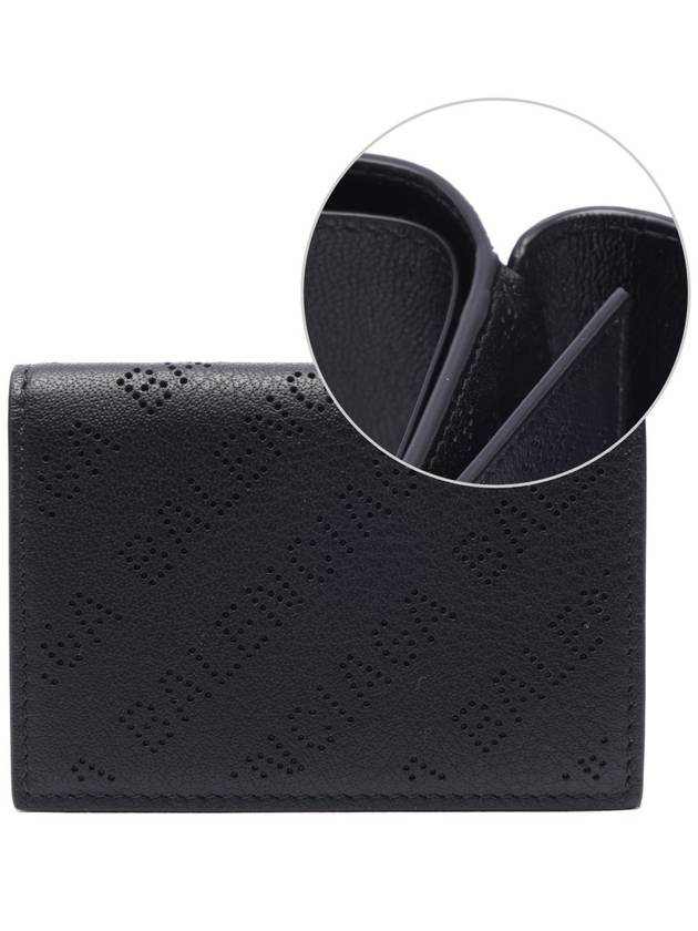 Luxury Balenciaga  Logo Perforated Half Wallet Black