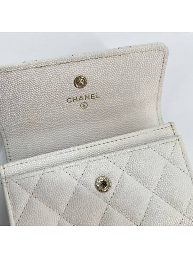 New logo flap snap card wallet caviar white AP3187 Chanel