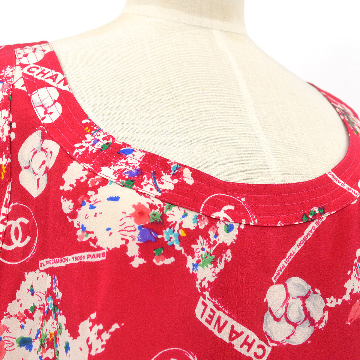 Chanel Spring 1986 camellia print silk tank top #44