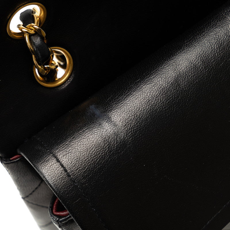 Chanel Mattrase 25 Coco Double Flap Chain Shoulder Bag Black G   CHANEL