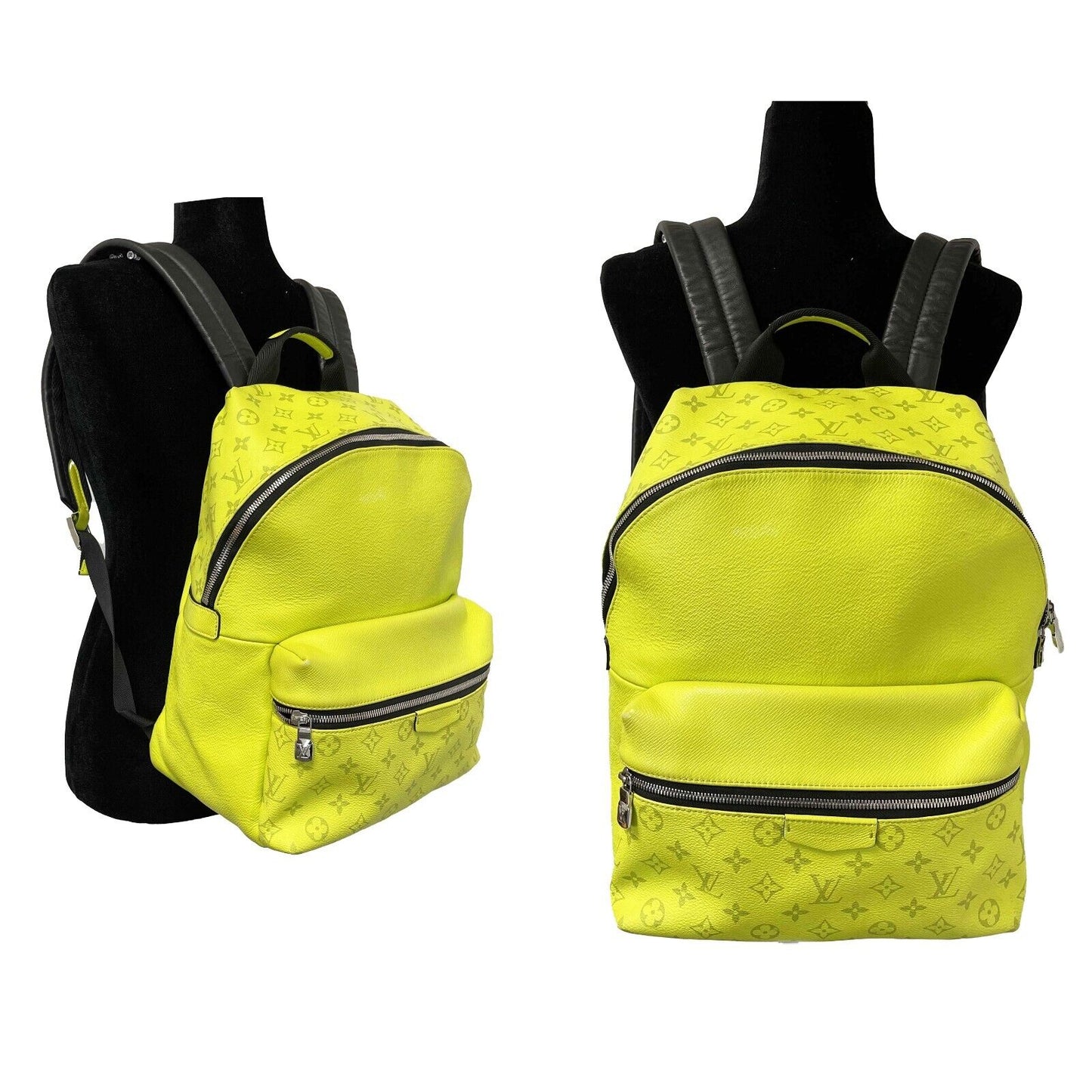 LOUIS VUITTON Taiga Monogram Discovery Backpack Neon Yellow